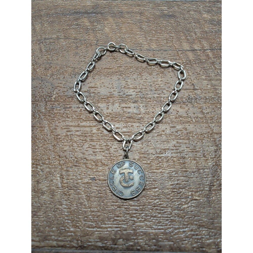 Vintage Tri-chem Liquid Embroidery Circle Of Success Dangle Bracelet Rare